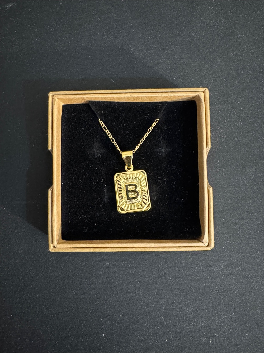 Gold Initial B Pendant Necklace for Women - Polished Gold Tone